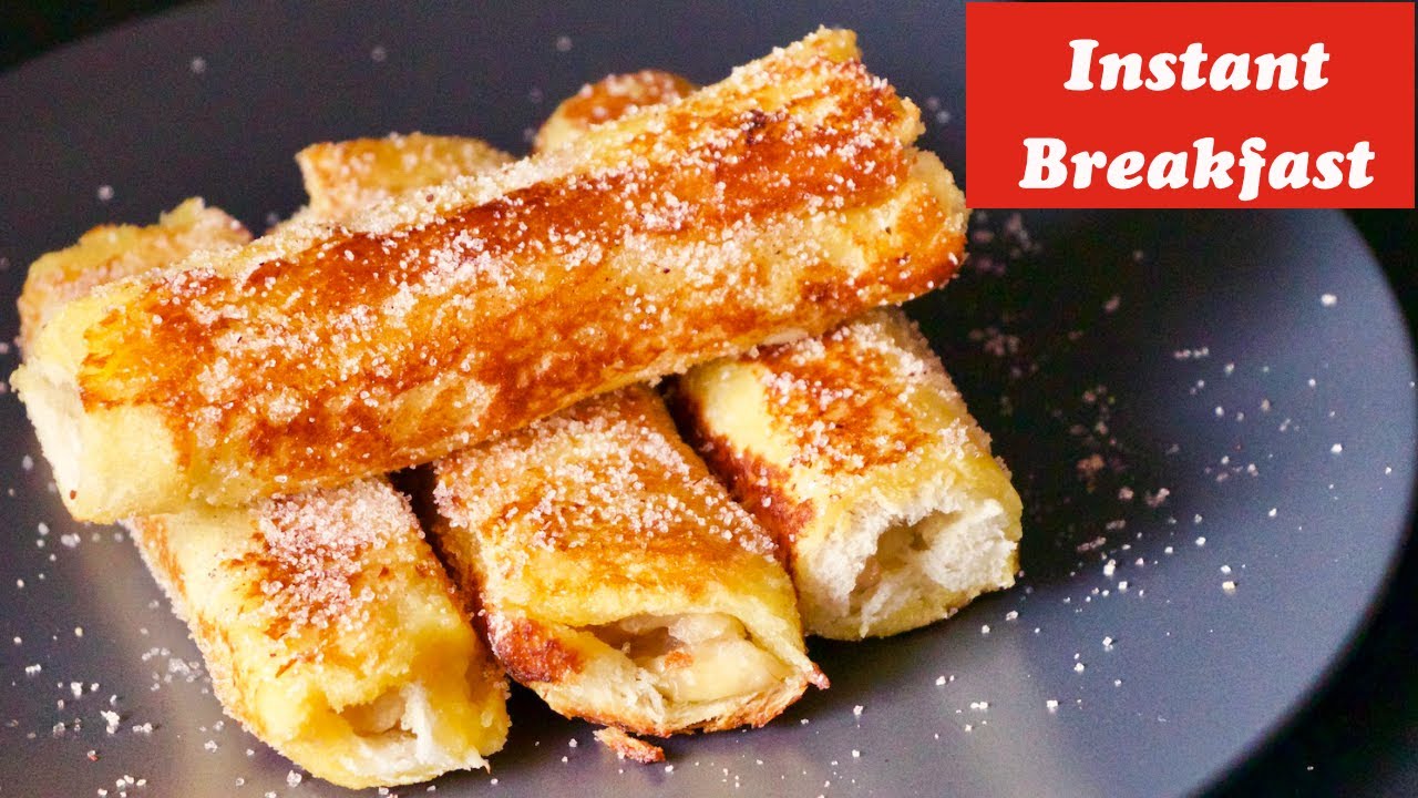 LockDown recipes, Instant breakfast recipe, 5 Minute recipes, Banana Bread rolls, French bread rolls 