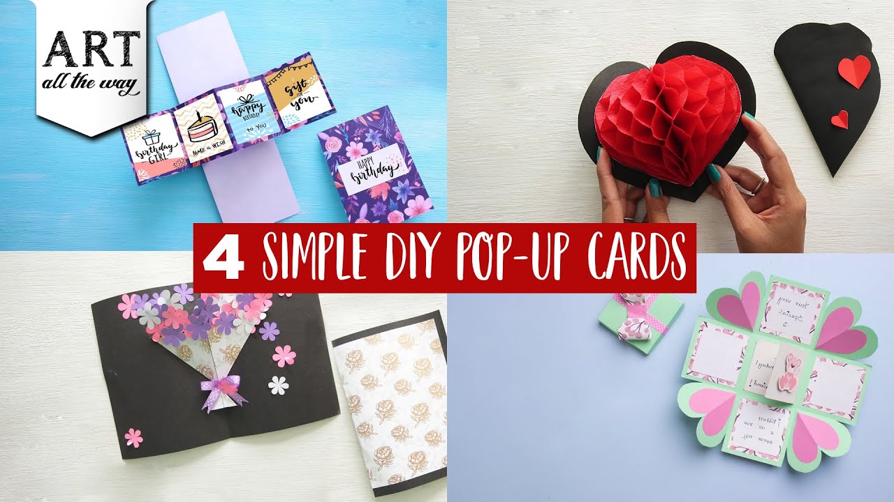 4 Simple DIY Pop up Cards | How to make greeting cards | Pop-up card compilation 