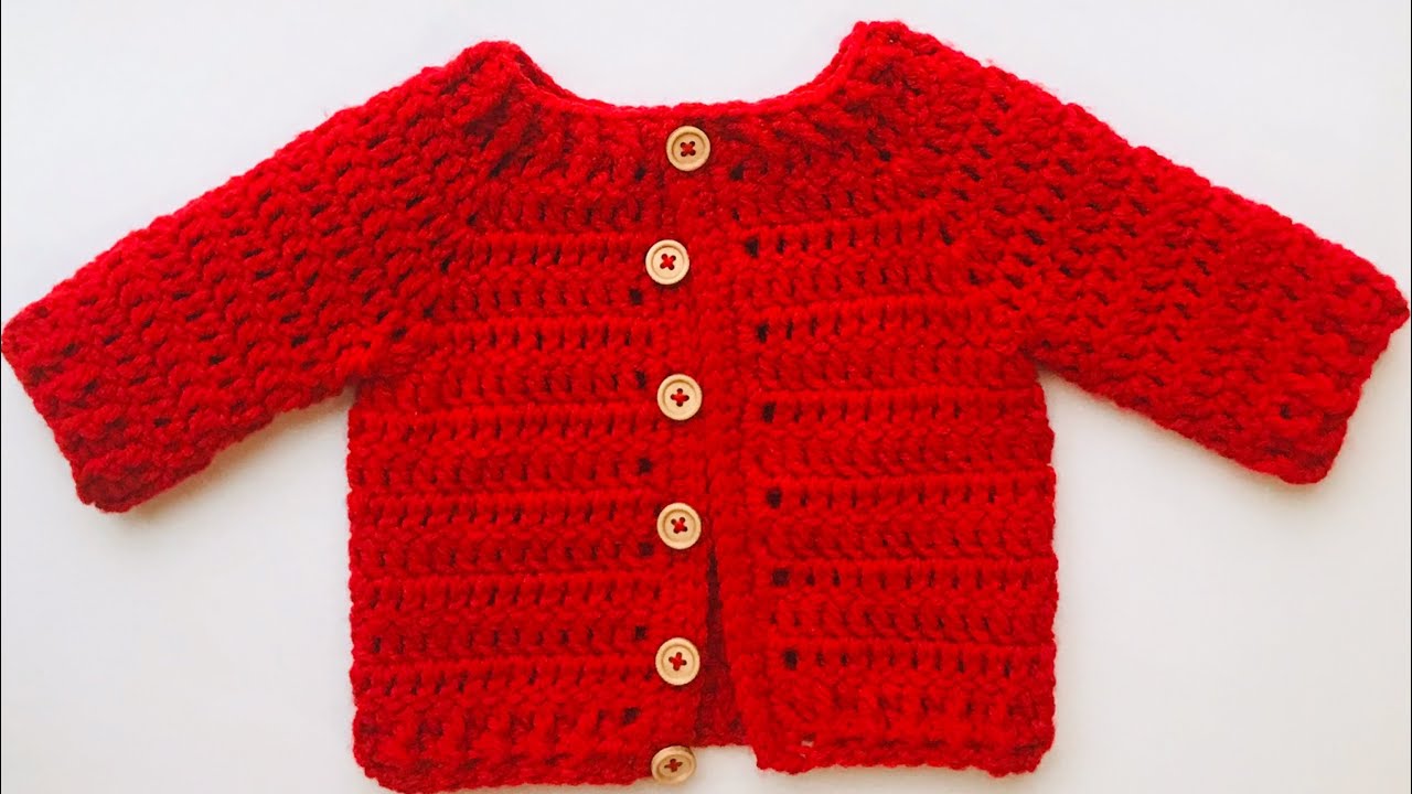 LEFT Handed Easy crochet cardigan sweater for newborn baby boys and girls 0 to 3 months #214 