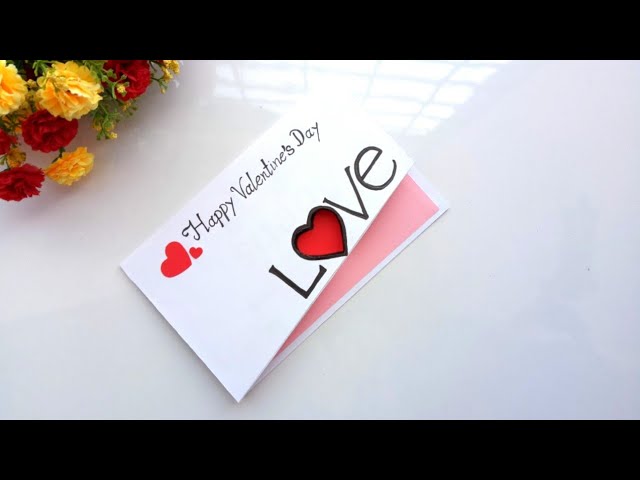 Handmade card for Valentines day card idea | tutorial 