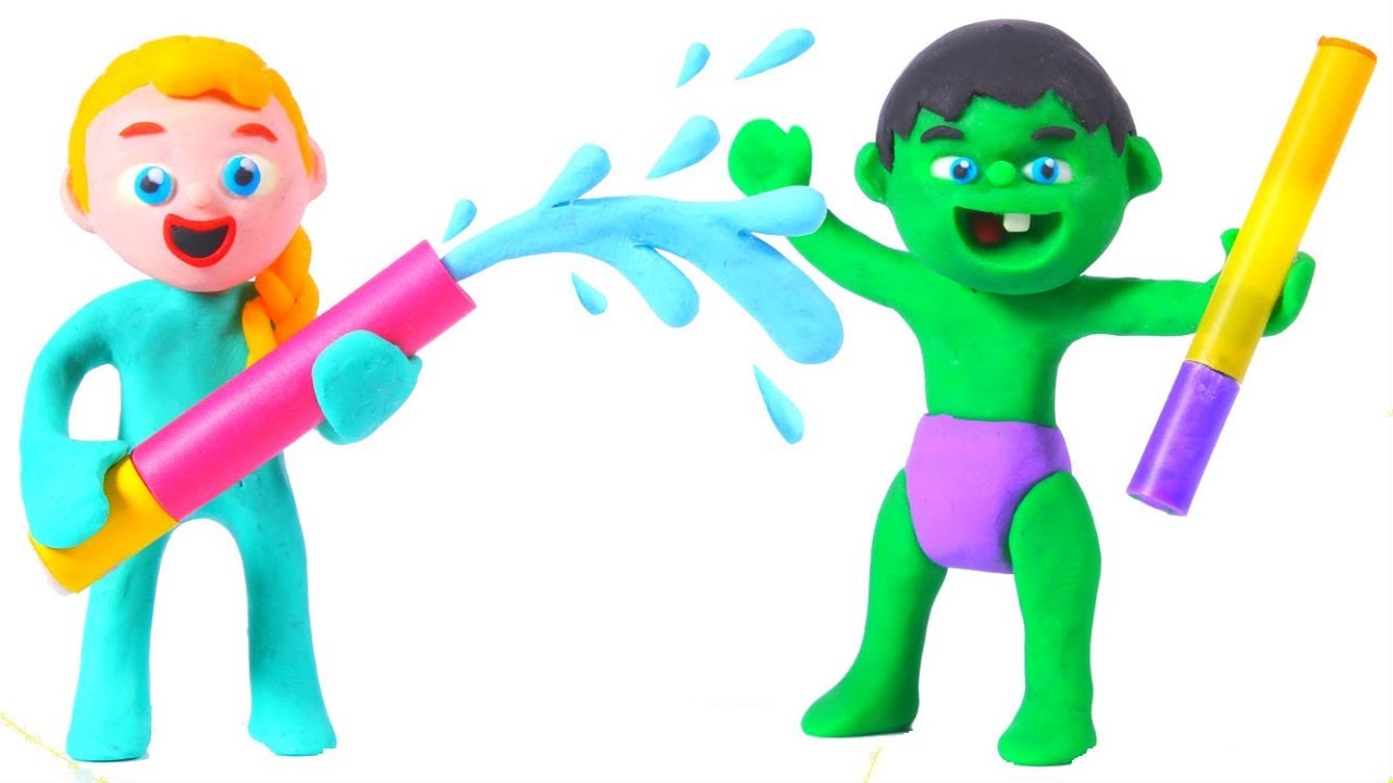 SUPERHERO BABIES PLAY WITH WATER ❤ Spiderman, Hulk & Frozen Play Doh Cartoons For Kids 