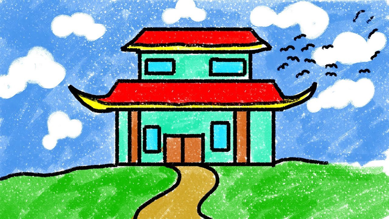 Simple Chinese House Drawing for Kids Step by Step Lesson 