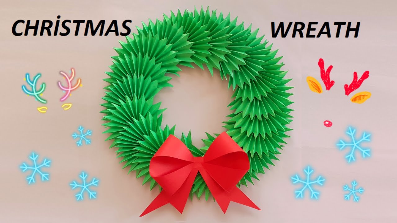 KAĞITTAN YILBAŞI KAPI SÜSÜ YAPIMI - How To Make Christmas Wreath 