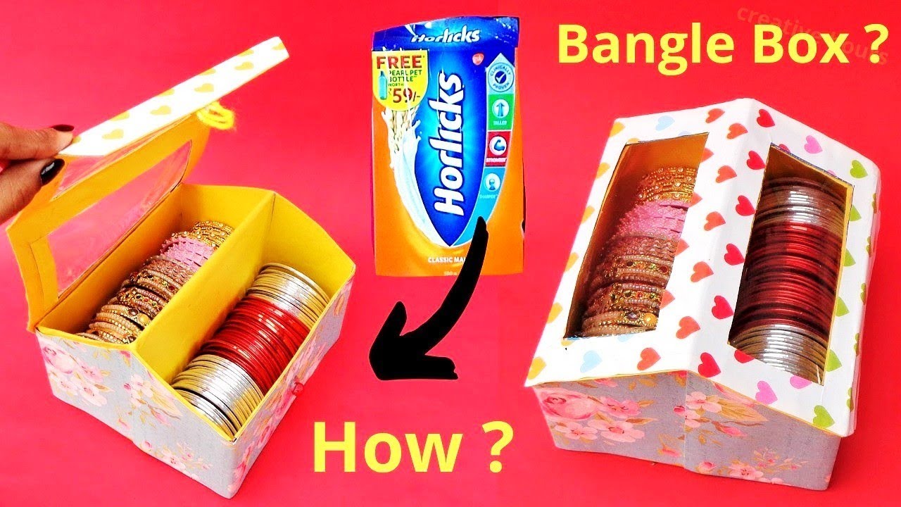 How to make Bangle box from waste Horlicks Packet | Best out of waste 