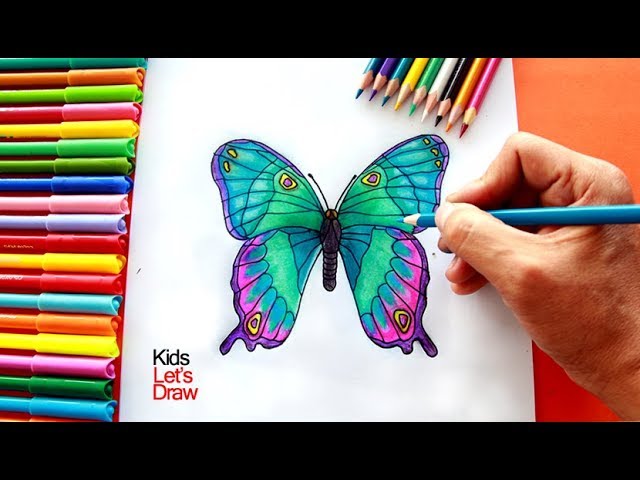 Cómo dibujar y pintar una MARIPOSA en tonos Verdes 