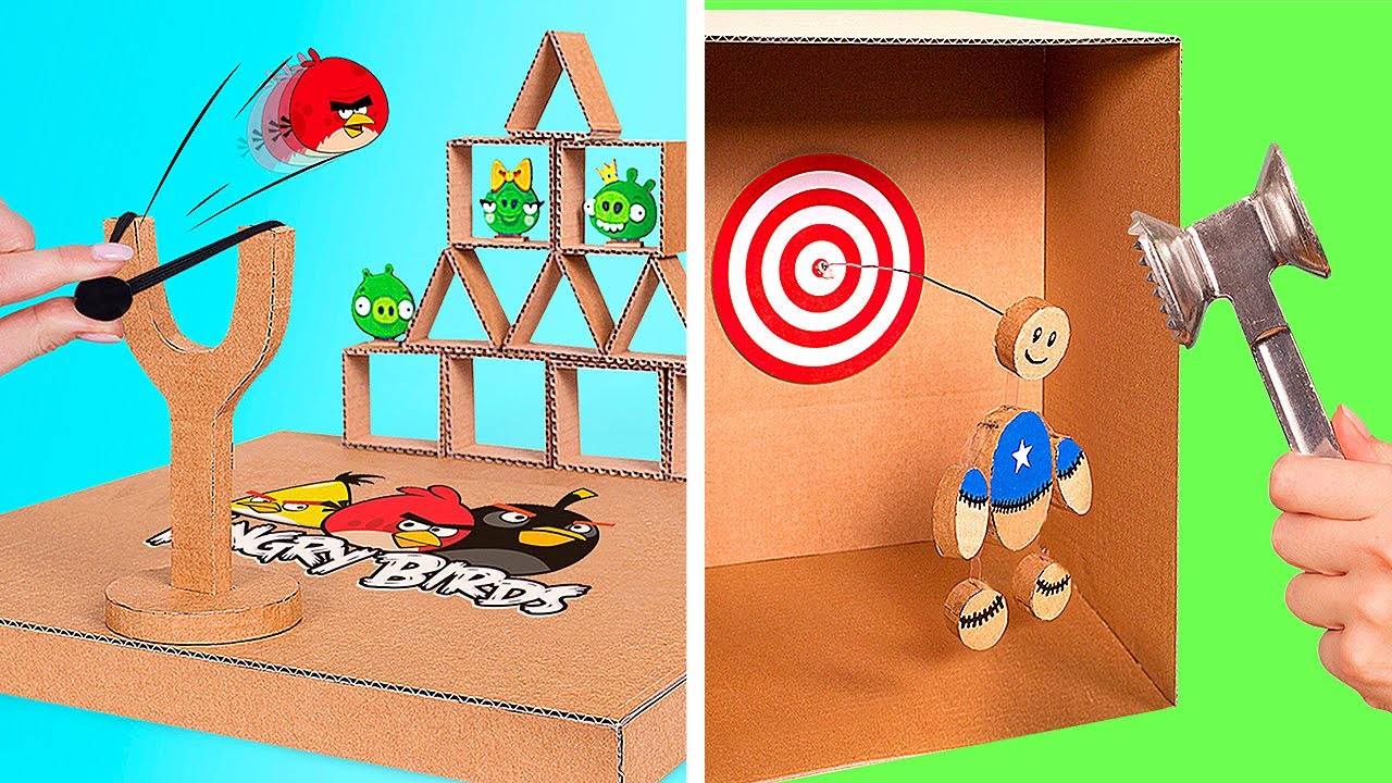 DIY Games from Cardboard || How to Make Cardboard Versions of Angry Birds And Kick the Buddy At Home 