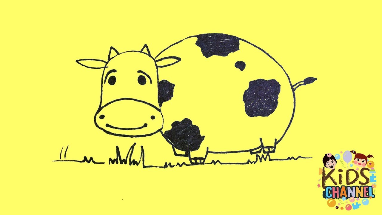 How to Draw a Cow for Kids | Teaching Kids How to Draw a Cow | Kids Channel 