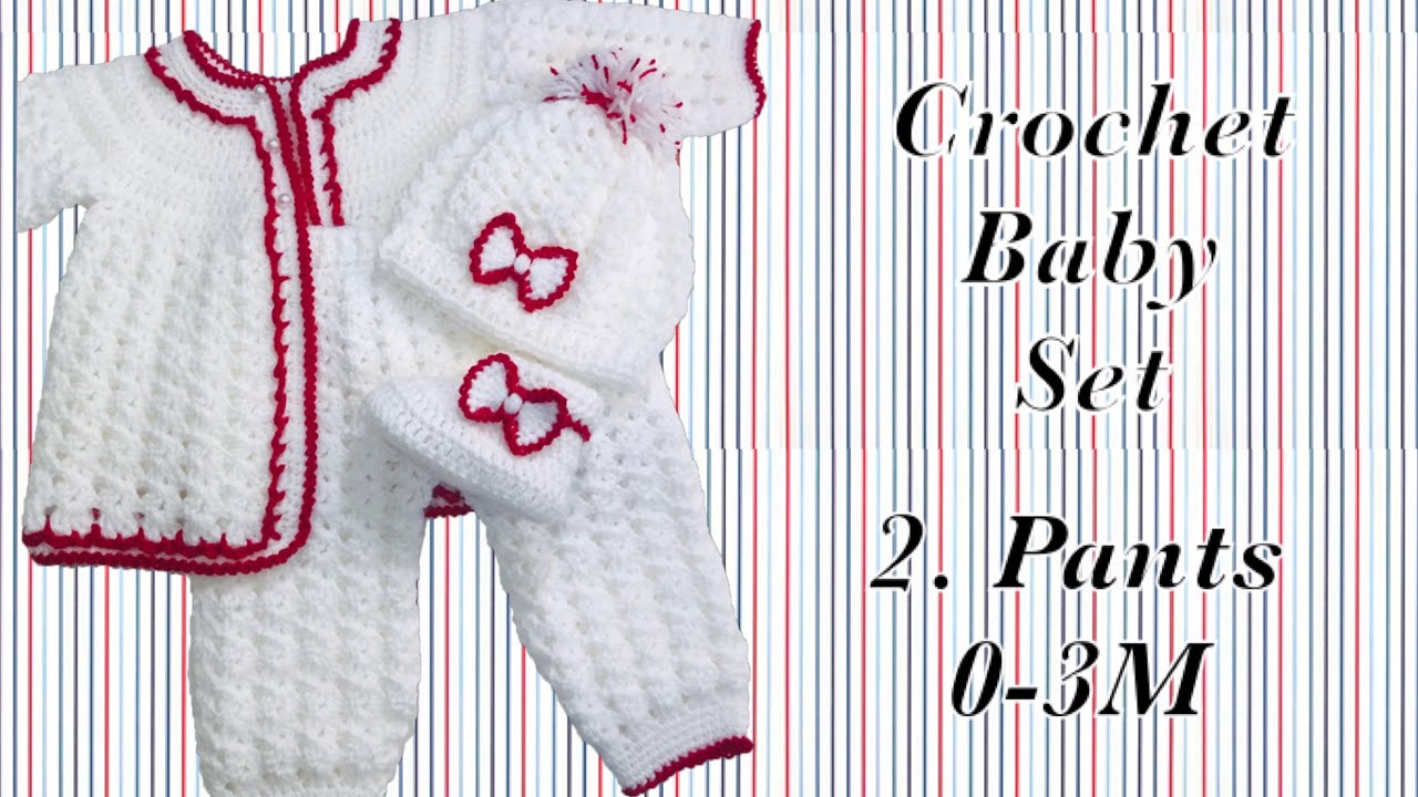LEFT Handed Baby girl set: How to crochet newborn baby pants | leggings 0-6M Crochet for Baby #168 