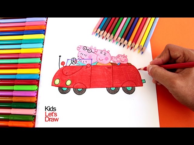 Cómo dibujar el AUTO DE PEPPA y su Familia | How to draw Peppa Pig's Car 