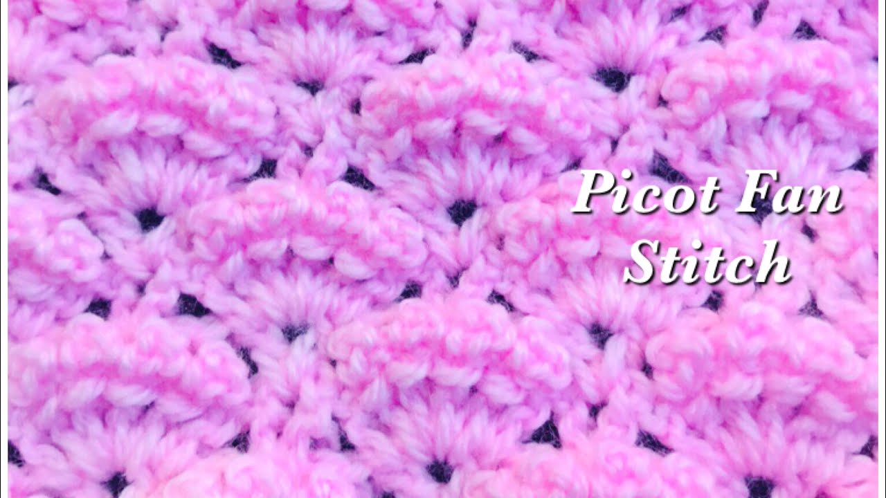 LEFT Handed Crochet picot fan stitch - peacock stitch - 3D fans or shells crochet stitch 187 