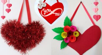 3 Lovely Valentine’s Day Room Decor Ideas|DIY Heart Wal Hanging With Paper Flowers|Cardboard Crafts