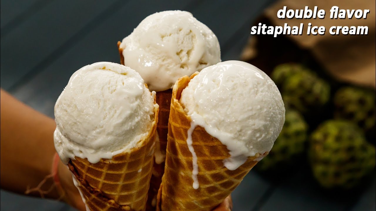 Sitaphal Ice Cream - Naturals type Homemade Custard Apple Icecream - CookingShooking 