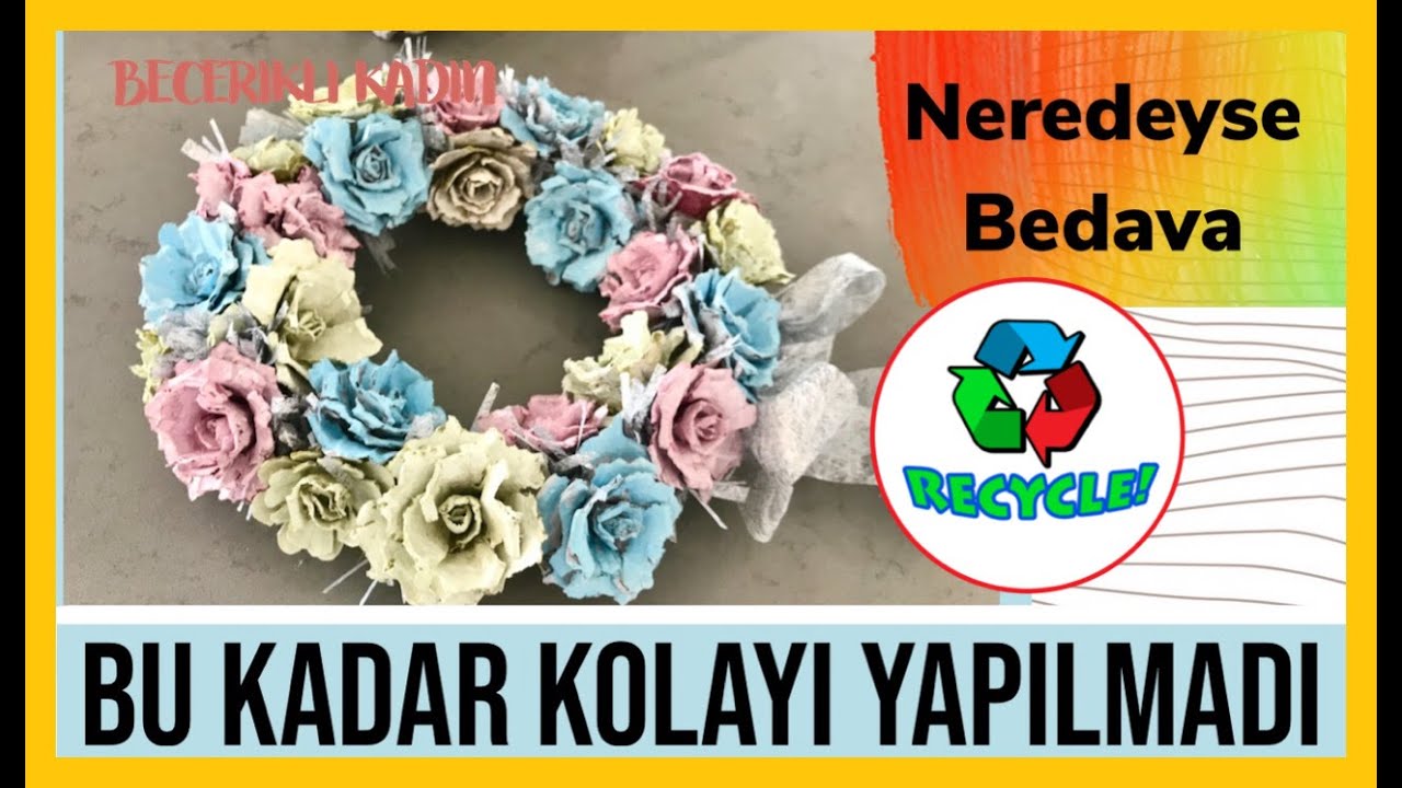 BU KADAR KOLAYI YAPILMADI! Geri Dönüşüm Kapı Süsü/Dıy/Ideas/Do It Yourself/Wreath from Egg Cartons 