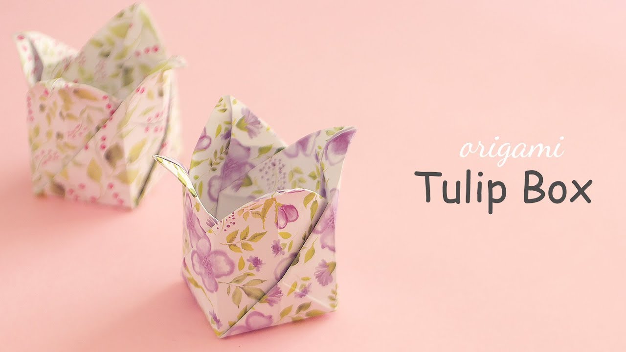 Origami Tulip Box | Easy Origami | Paper Folding 