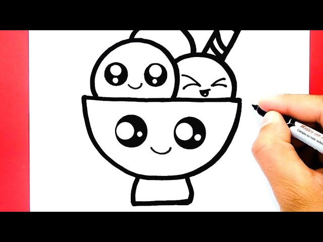 How to draw a cute Ice cream bowl, Draw cute things 