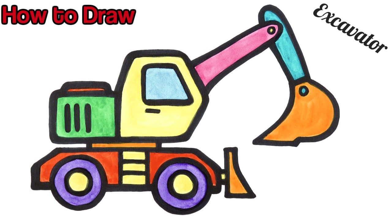 Download How to Draw a Toy Excavator step by step | Simple drawing ...