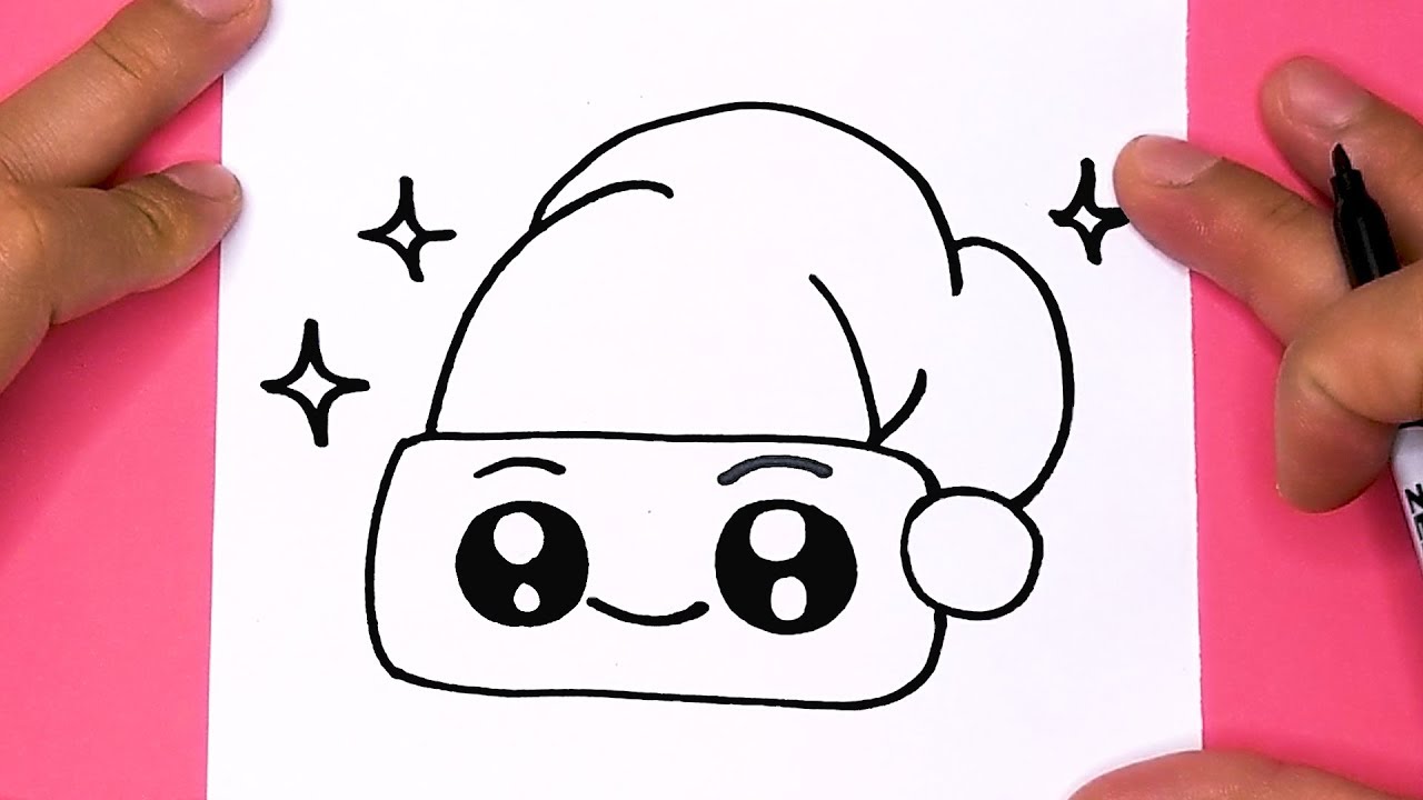 HOW TO DRAW A CUTE CHRISTMAS HAT, AND COLORING, DRAW CUTE THINGS 