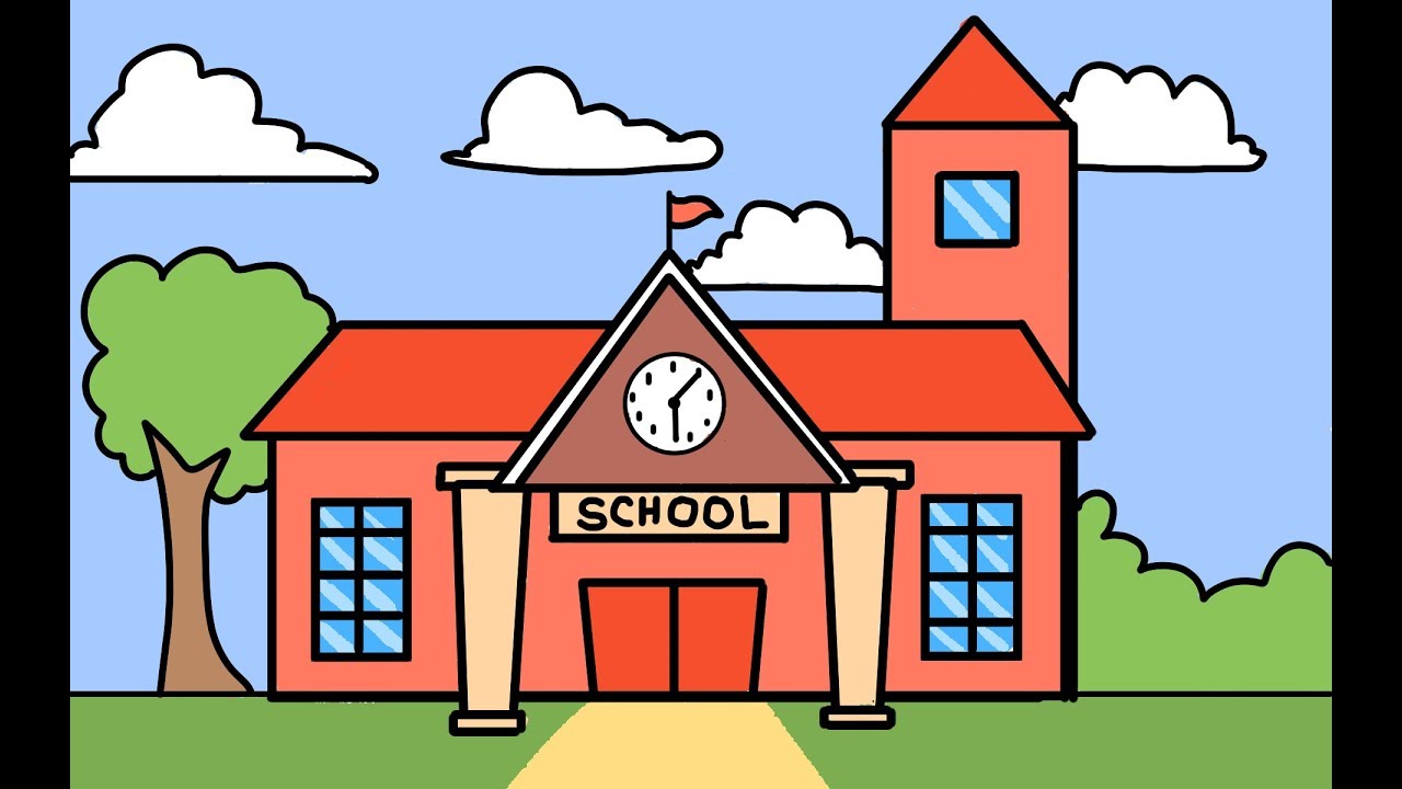 How to Draw School Building Easy Step by Step Tutorial 