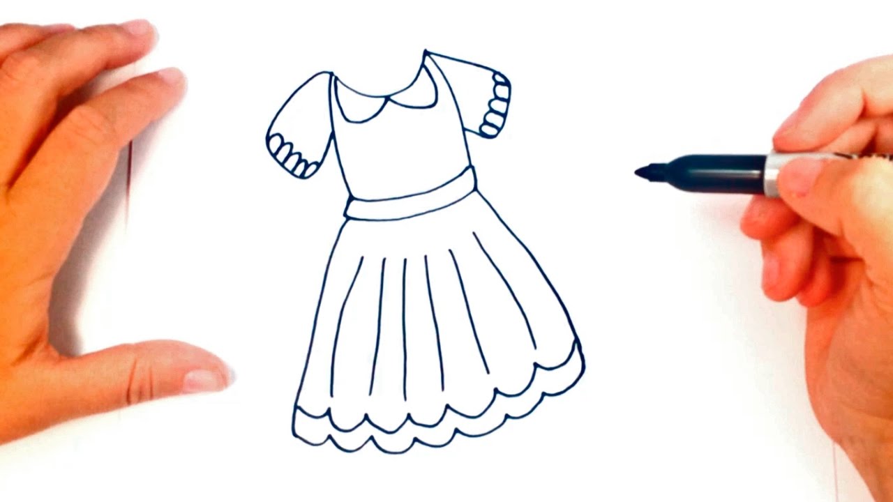 How to draw a Dress | Dress Easy Draw Tutorial 