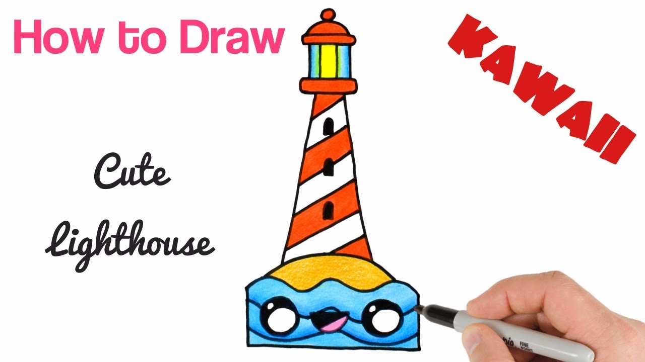 How to Draw Lighthouse Cute and Easy step by step 