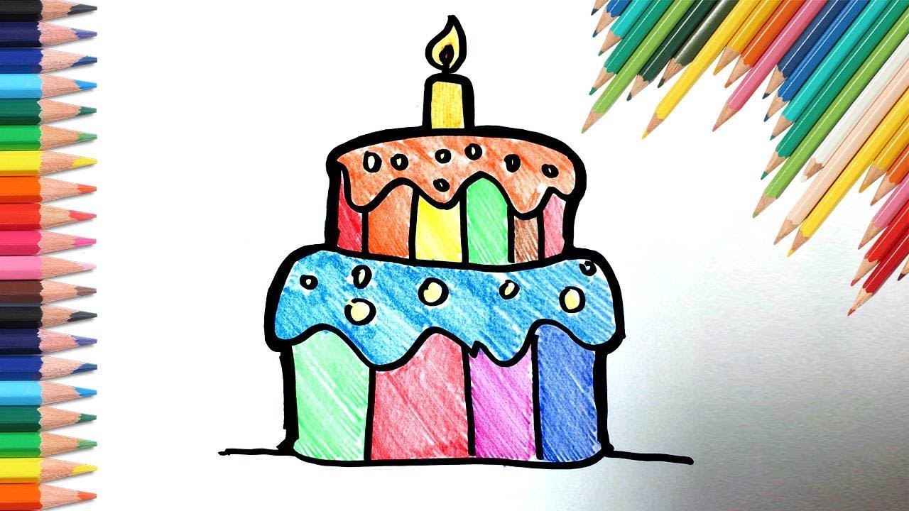 Drawing And Coloring Cake Candle For Kids Easy Step By Step 