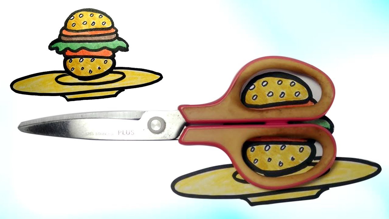 How To Draw A Burger Using Scissor Step By Step Cool Tricks 