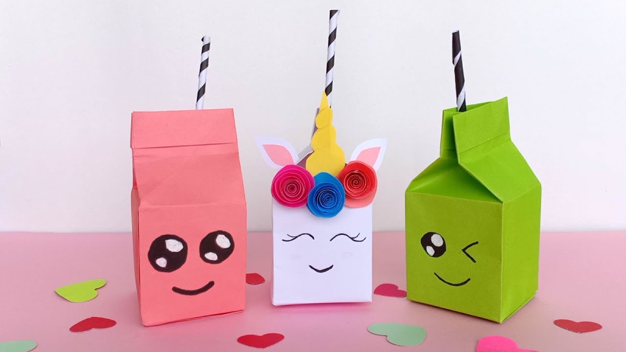 Origami paper milk box | DIY Cute animals / making paper milk box / Gift milk box / DIY Tutorial 