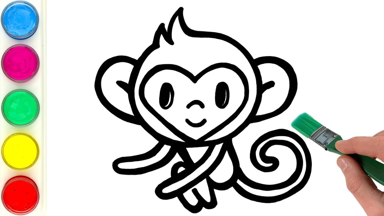 Monkey Glitter Drawing and Painting for kids | Improve kids creativity 