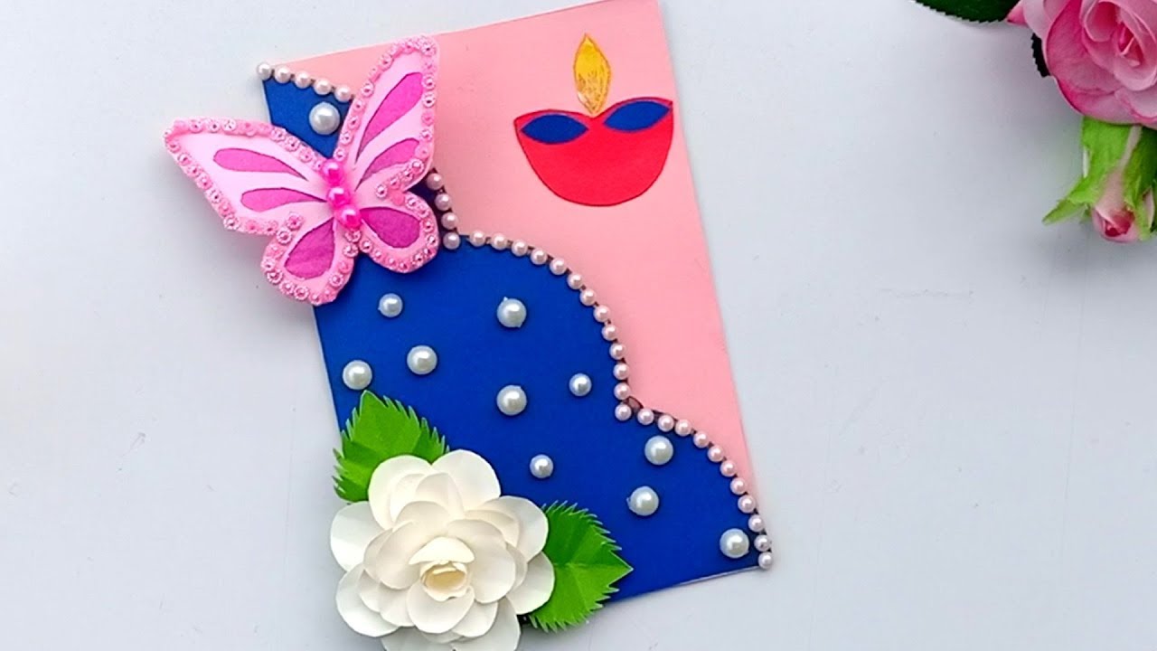DIY Diwali Greeting Card / Handmade Diwali card making ideas / How to make greeting card for Diwali 