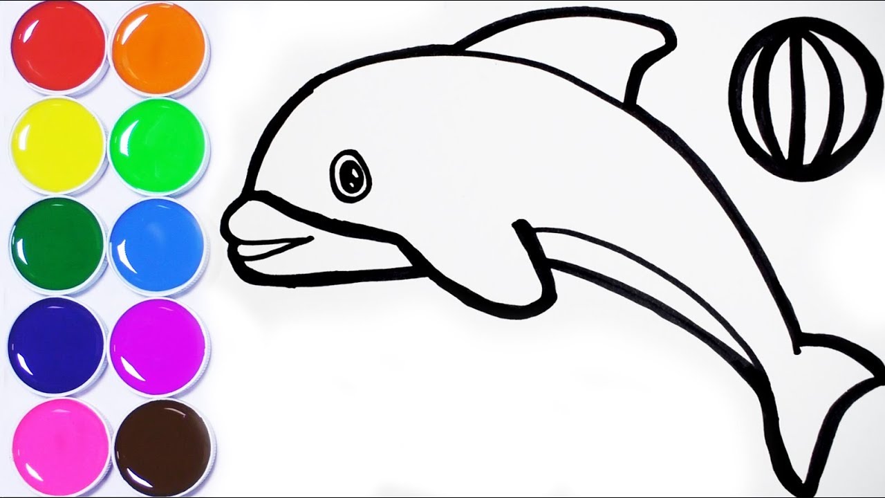 Como Dibujar y Colorear Un Delfin de Arco Iris - Dibujos Para Niños - Learn Colors / FunKeep 