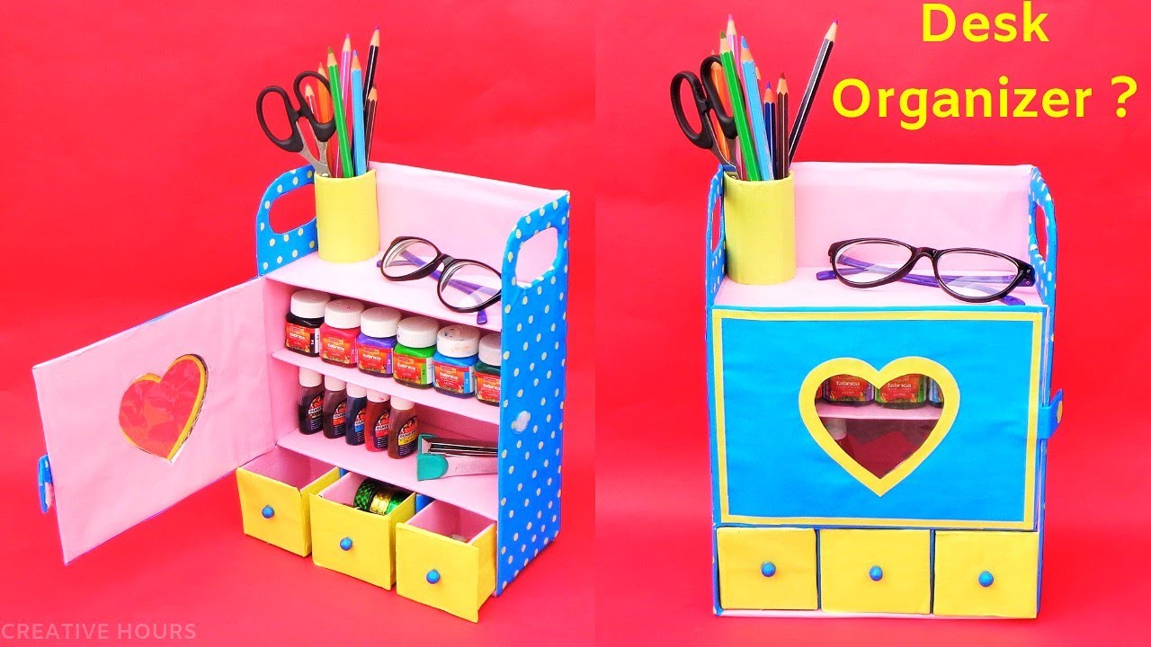 How to make Desk Organizer from waste Shoebox | Best out of waste | DIY Room organizer 