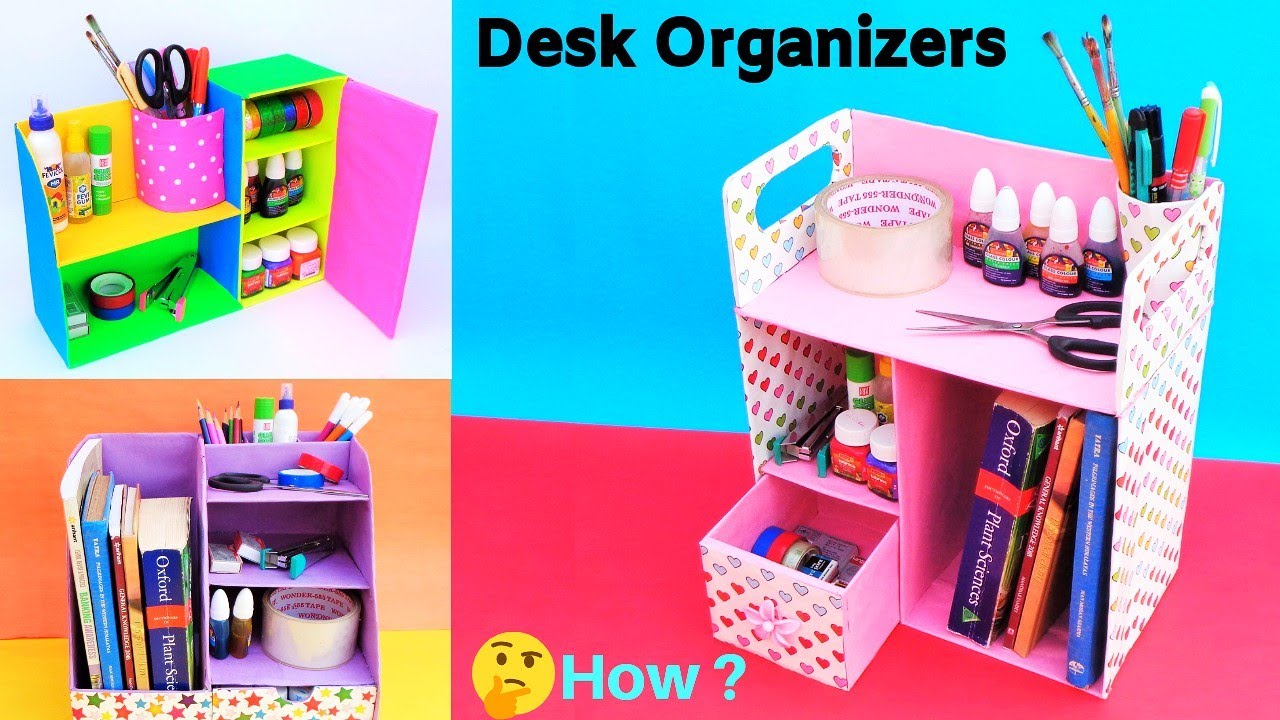 3 DIY Desk Organizers from Cardboard | Best out of waste | Space saving organizer 