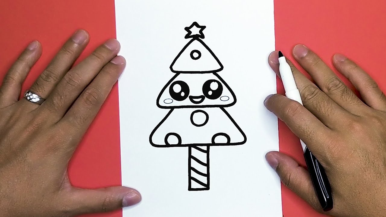 HOW TO DRAW A CUTE CHRISTMAS TREE, DRAW CUTE THINGS 