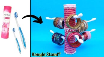 How to make Bangle Stand using waste toothbrush & plastic container / Best out of waste