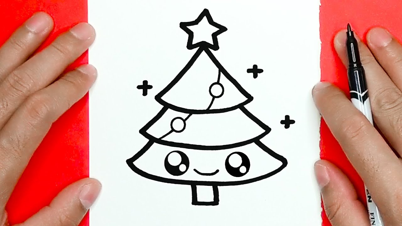 HOW TO DRAW A CUTE CHRISTMAS TREE, DRAW CUTE THINGS 