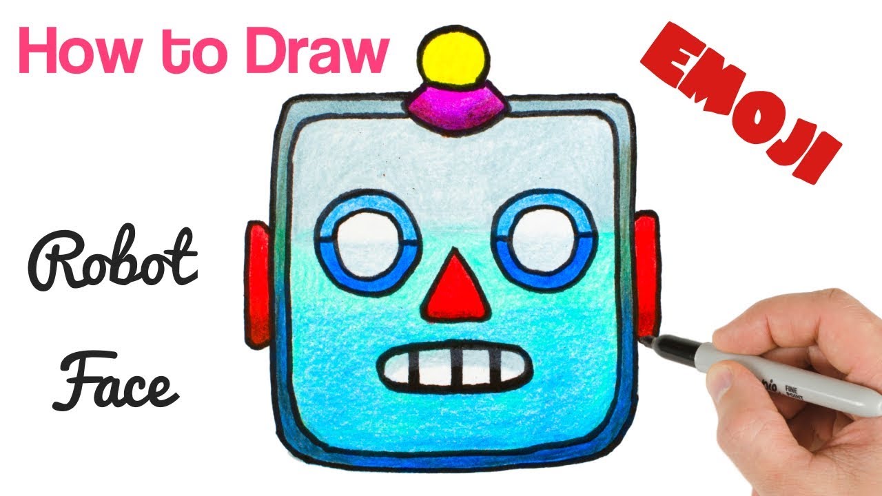 How to Draw a Robot Emoji Easy with Coloring 