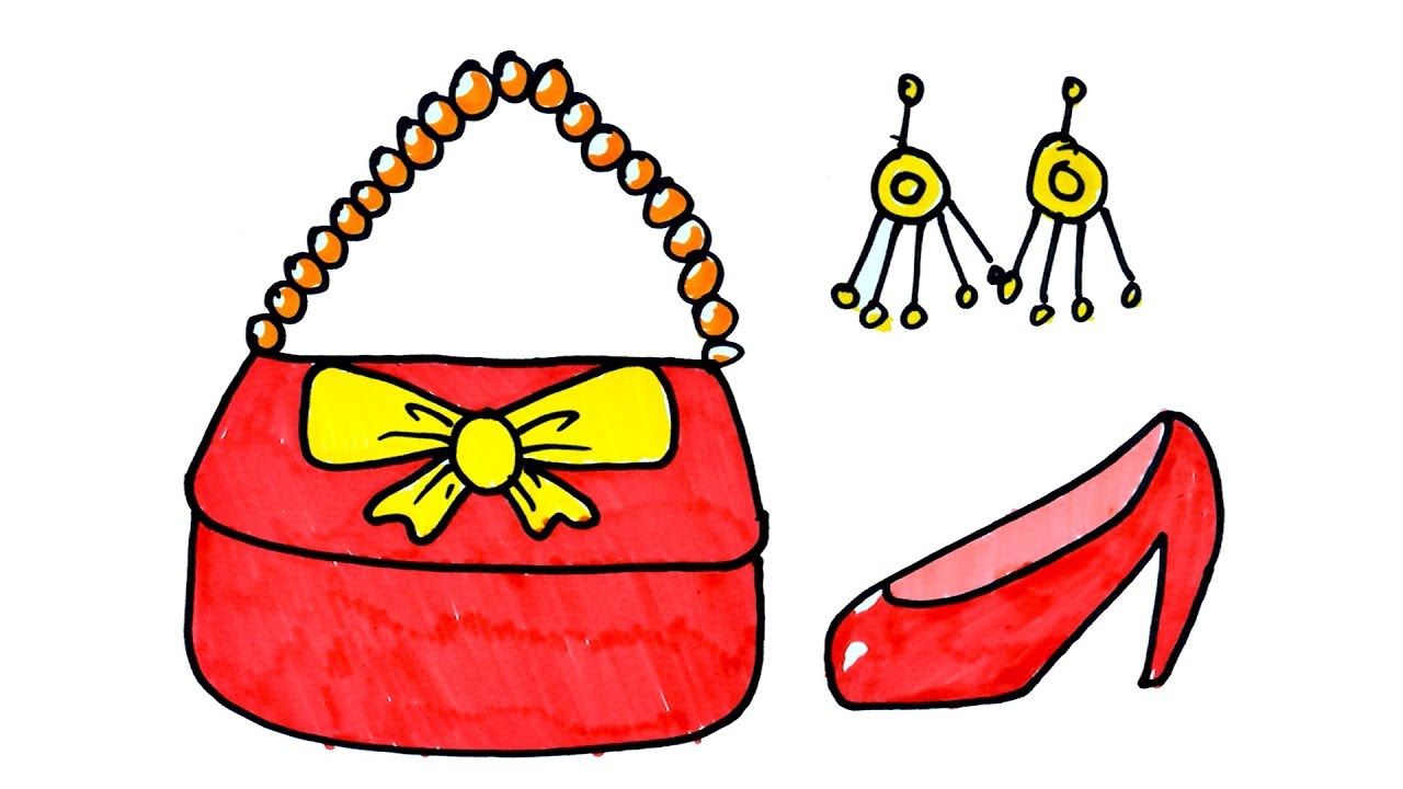 How To Draw Beauty Accessories and Hand Bag Step by Step Color Learning for Kids 