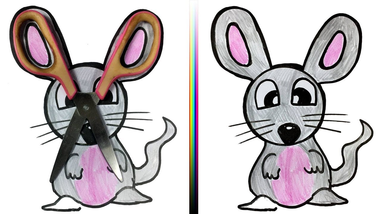 How To Draw A Cute Mouse Using Scissors Easy Step By Step 