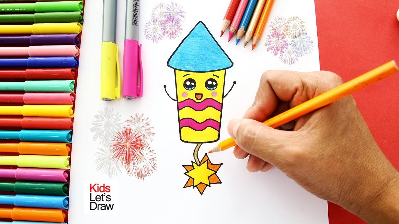 Cómo dibujar un PETARDO de Año Nuevo (Fuegos Artificiales) | How to Draw a Cute Firecracker 