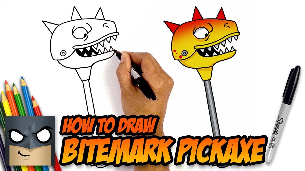 How to Draw Fortnite Weapons | Bitemark Pickaxe 