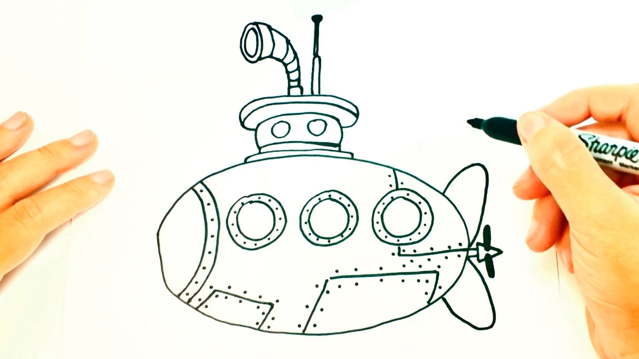 How to draw a Submarine for kids | Submarine Drawing Lesson Step by Step 