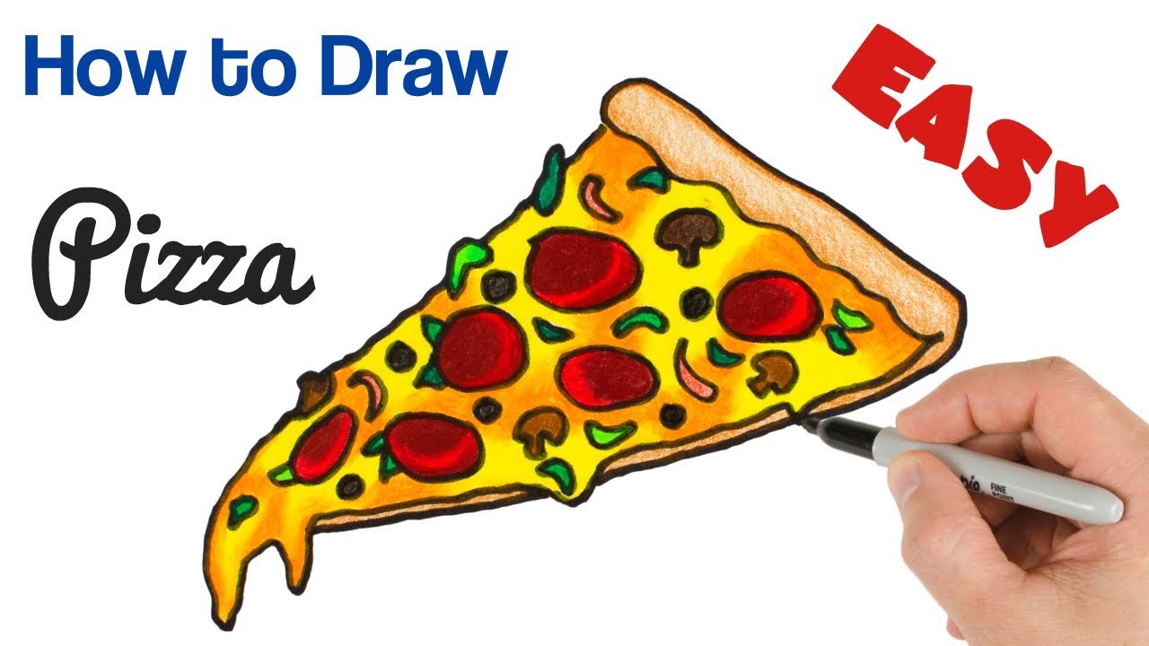 How to Draw a Pizza Slice Easy Coloring for beginners 