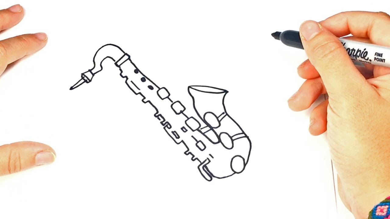 How to draw a Saxophone | Saxophone Easy Draw Tutorial 