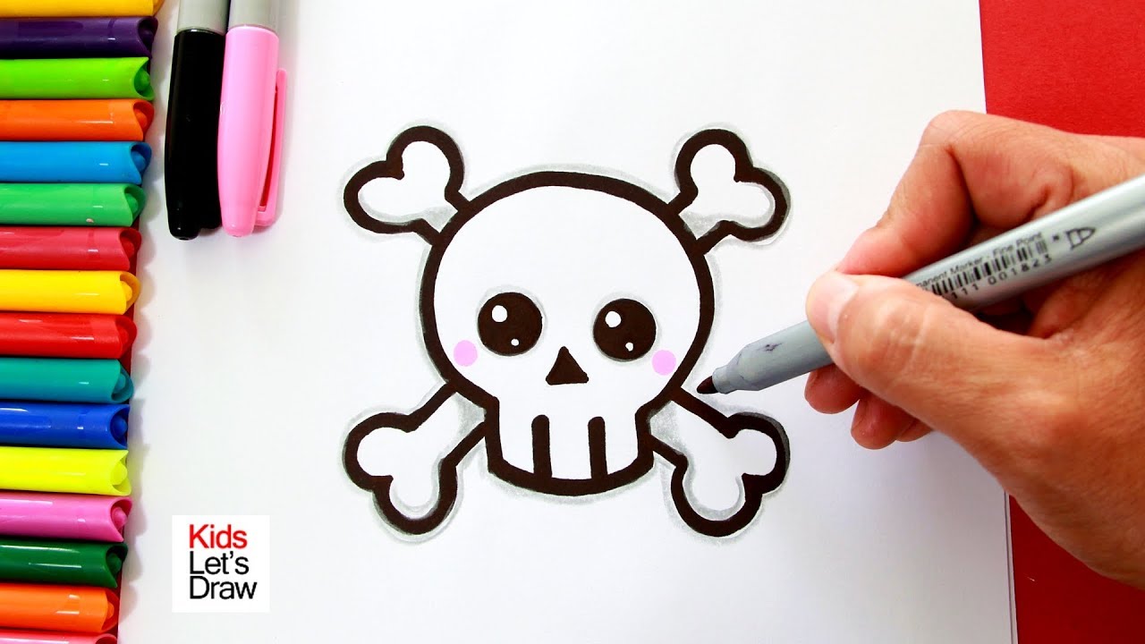 Cómo dibujar una Calavera Kawaii (Símbolo de Muerte) | How to Draw a Cute Skull 