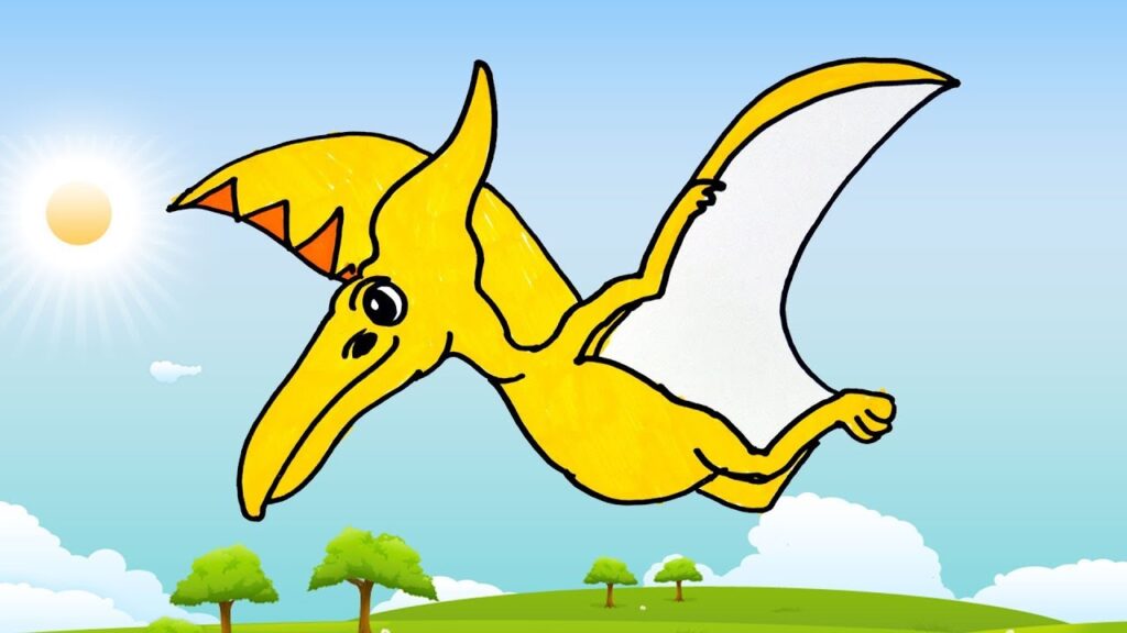 How To Draw Pterodactyl Dinosaur Step By Step Learn Colors For Kids