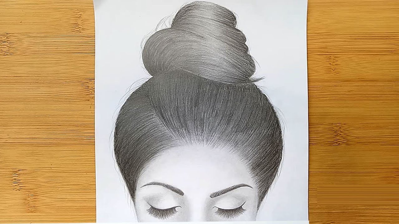 How to draw shade realistic hair bun with pencils sketch // Step by step 