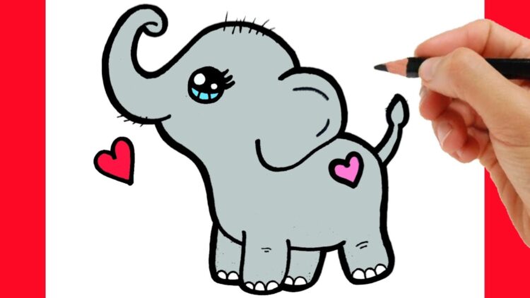 how to draw a cute elephant  kawaii drawings