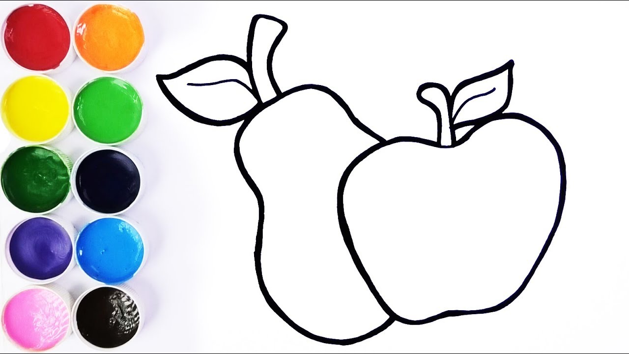 Como Dibujar y Colorear Una Manzana y Una Pera - Dibujos Para Niños - Learn Colors / FunKeep 