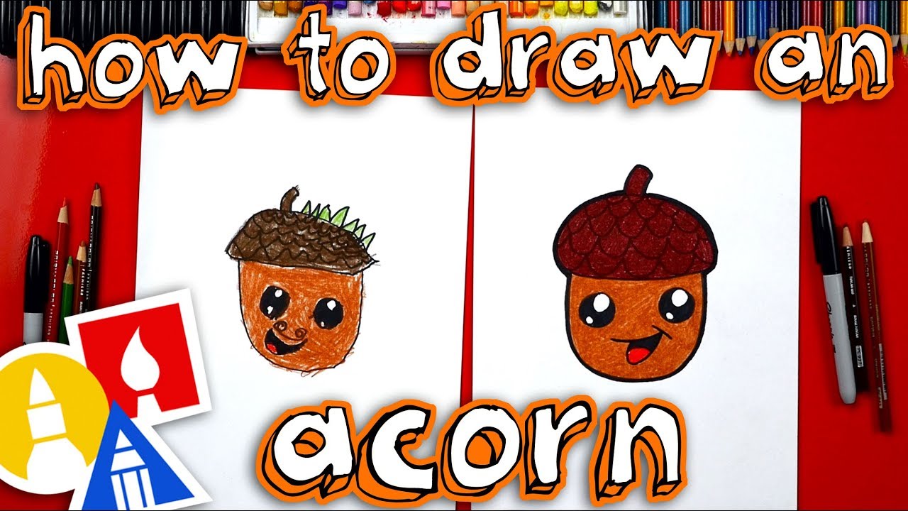 How To Draw A Cartoon Acorn 