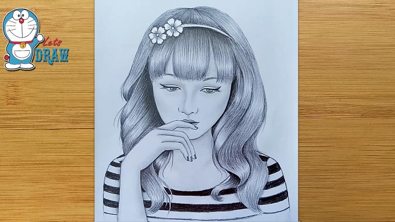 How to draw a girl step by step / Pencil Sketch drawing 
